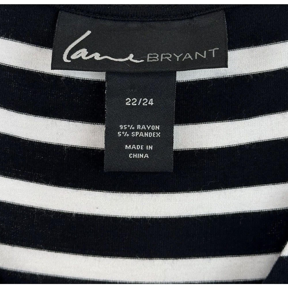Lane Bryant Striped Side-Knot Midi Dress Womens 22/24 V-Neck Stretch 3/4 Sleeve - Picture 9 of 14